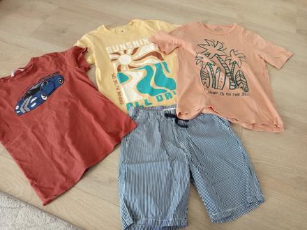 Letné tričká+kraťasy, h&m,140