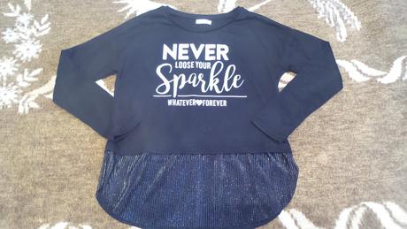 Čierne tričko s trblietavou časťou, pepco,128