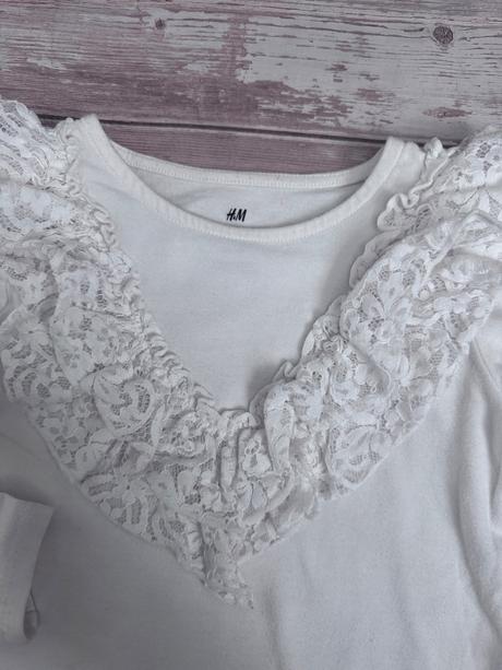 H&m biele tričko s čipkou, h&m,98