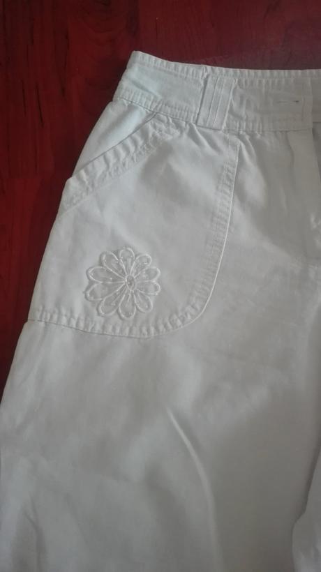 3/4 biele platenne nohavice, m