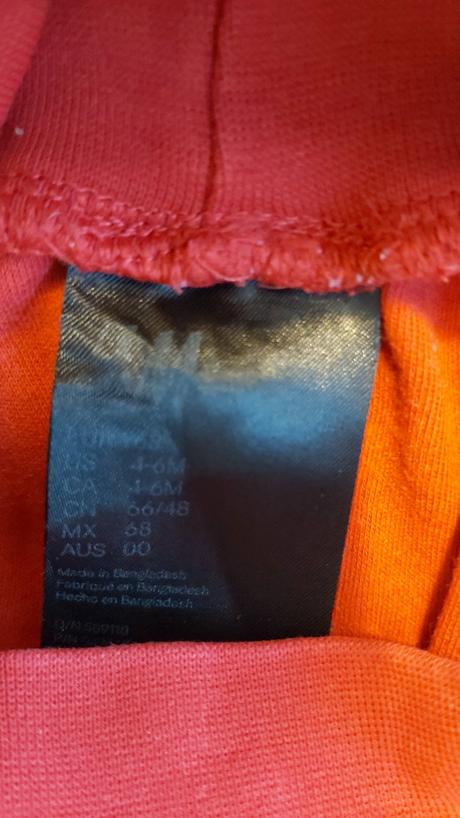 Tenké tepláčky červené h&m 68, h&m,68