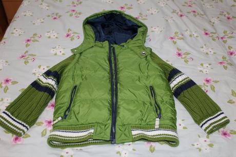 Zelená bundička next s pletenými rukávmi 98, next,98