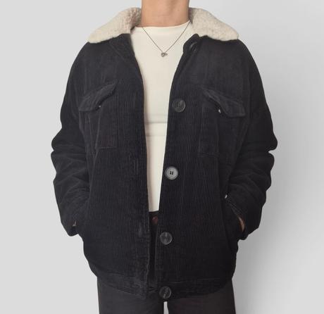 Čierna menčestrová bunda, denim co,xs
