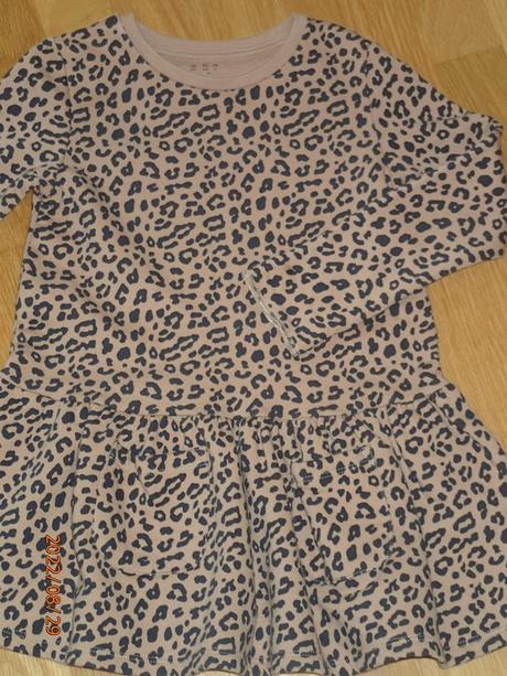 Teplé trigrikové šaty-tunika +čierne legíny zatepl, f&f,122