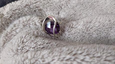 Fialový prsteň striebro 925,