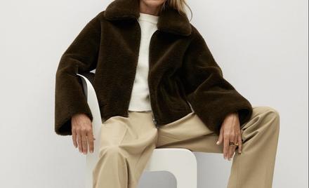 Mango faux fur kabátik  hnedý oversize, mango,xs