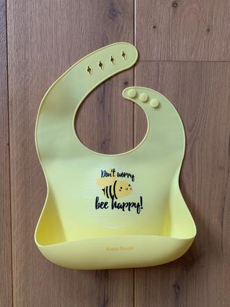 Žltý, silikónový podbradník so včielkou,