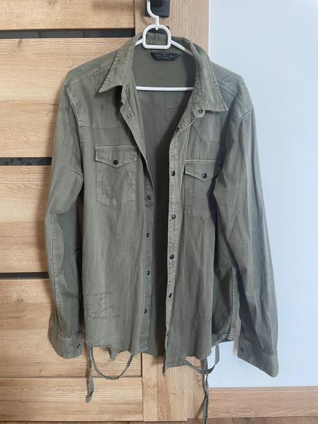 Khaki roztrhaná košeľa pánska, zara,m