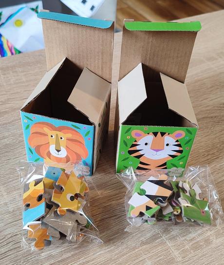 2ks puzzle krabičky tiger a lev, 