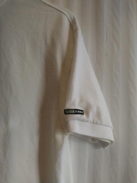 Pánske biele tričko s golierom, giordano, l, l