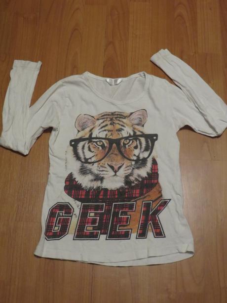 Dievčenské tričko s tigrom - dlhý rukáv - veľ. 134, 134