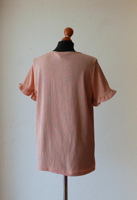 Textúrovaná svetloružová blúzka s volánovými rukáv, vero moda,m