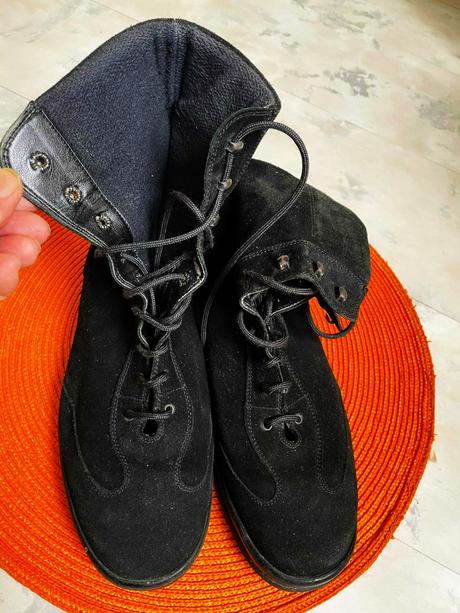 Kožené semišové čižmičky na šnurovanie, 38