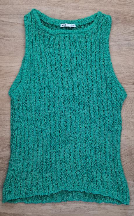 Zelený háčkovaný top zara, veľ. xl, zara,xl