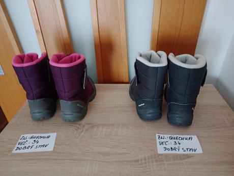 Detské zimné nepremokavé čižmy zn.quechua veľ.34, quechua,34