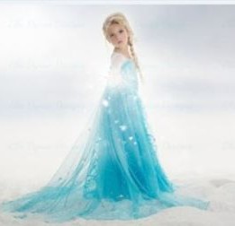 Kostým šaty elza frozen ľadové kráľovs dlhá vlečka, 