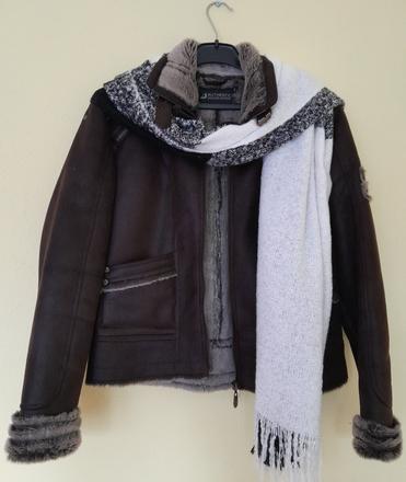 Dámska biker hnedá kožušinová bunda, 40