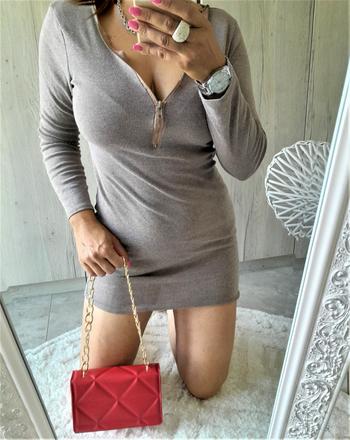 Predĺžený hnedý sveter-s/m, s