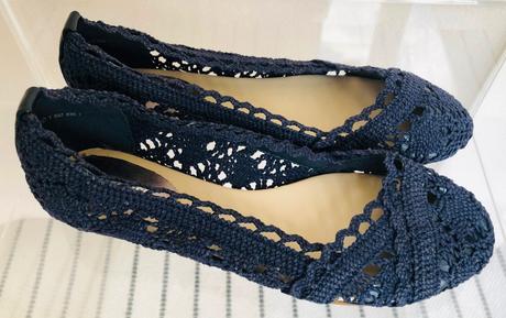 Modré čipkované balerínky, graceland,34