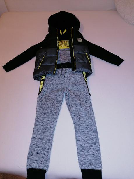Komplet - vesta, mikina, tepláky, 128