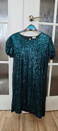 Flitrované tmavozelené šaty, f&f,164