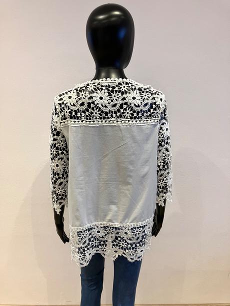 Dámska biela blúzka s čipkou, l