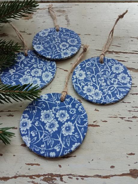Vianočné ozdoby modrotlač 4ks, 