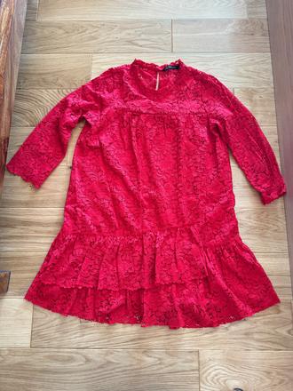 Krajkové šaty červené s, zara,s