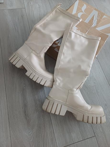 Zara čižmy krémovej farby 37, zara,37