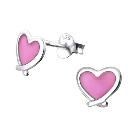 Strieborné náušnice pre deti srdiečko, 