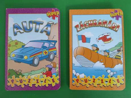 2x kniha s puzzle autá a záchranári, 