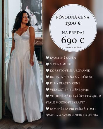 Svadobné šaty plus dlhý plášť, satén, <50