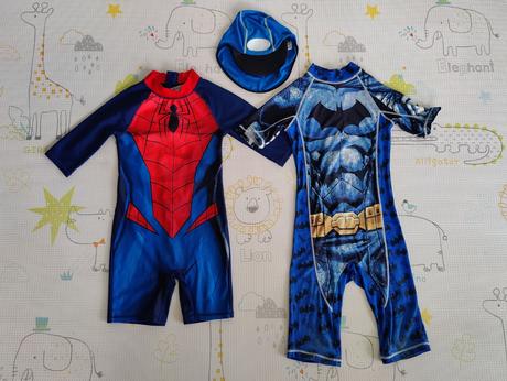 Plavkový overal spiderman a batman, 122