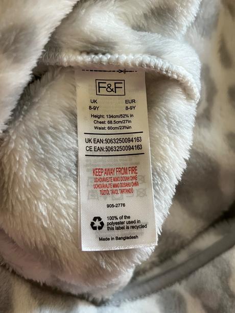 Teplé chlpaté pyžamko s kapucňou, f&f,128