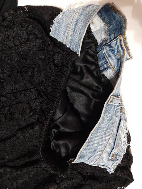 Krajkovana sukňa s riflovinou, m