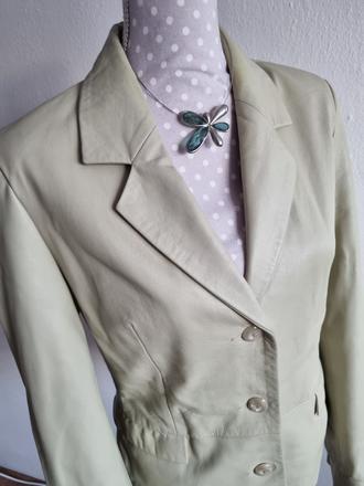 Bledozelenkavé kožené sako 40, 40