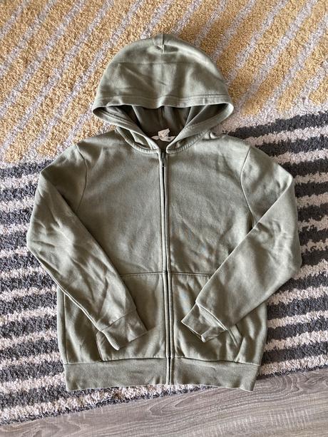 Olivová mikina 134/140, h&m,134