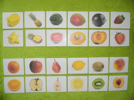 24 ks montessori kartičiek - ovocie,