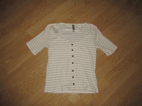 Béžovo biele pásikované tričko v. xs, takko,xs