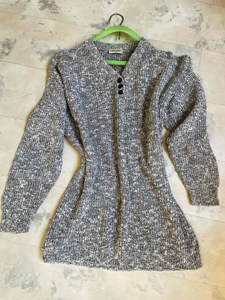 Bavlneno-ľanový melírovaný pulóver over size l/xl, xxl