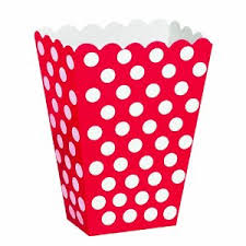 Bodkované krabičky na sladkosti / červené 8ks, 