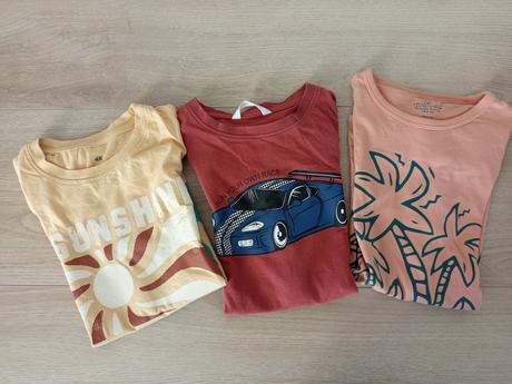 Letné tričká+kraťasy, h&m,140