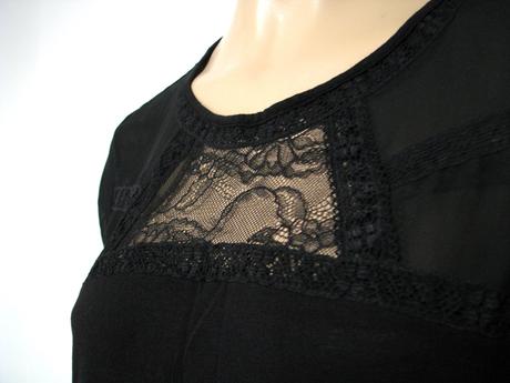 Čierne tričko s čipkou, h&m,m