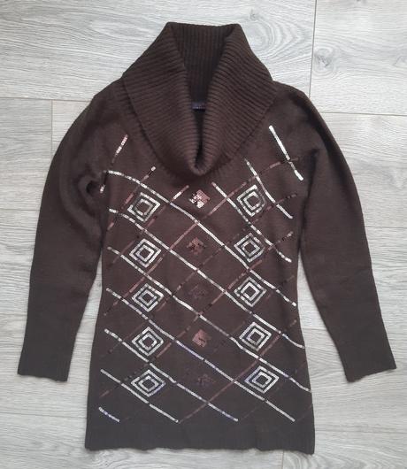 Hnedy sveter s flitrami, m