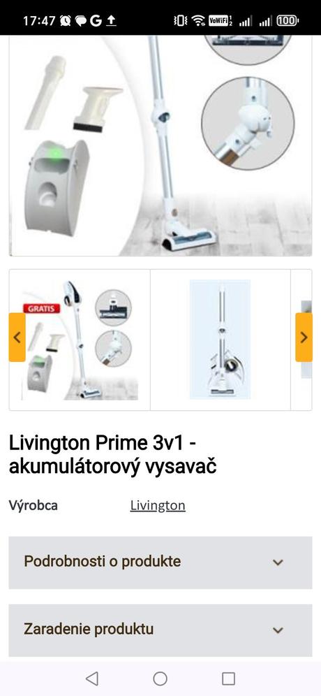 Ručný vysávač livington 3v1,