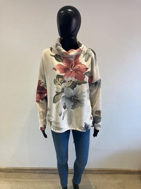 Dámska mikina s rolákom a kvetmi (uni), l / m / s / xl