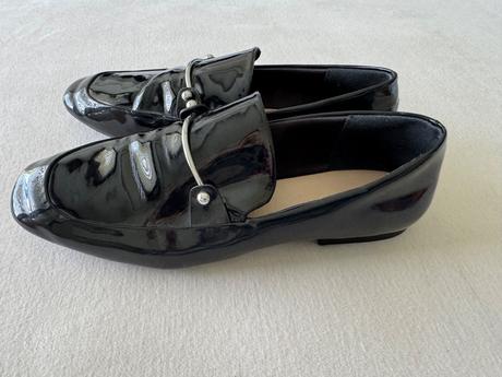 Lakovane mokasiny, mango,37