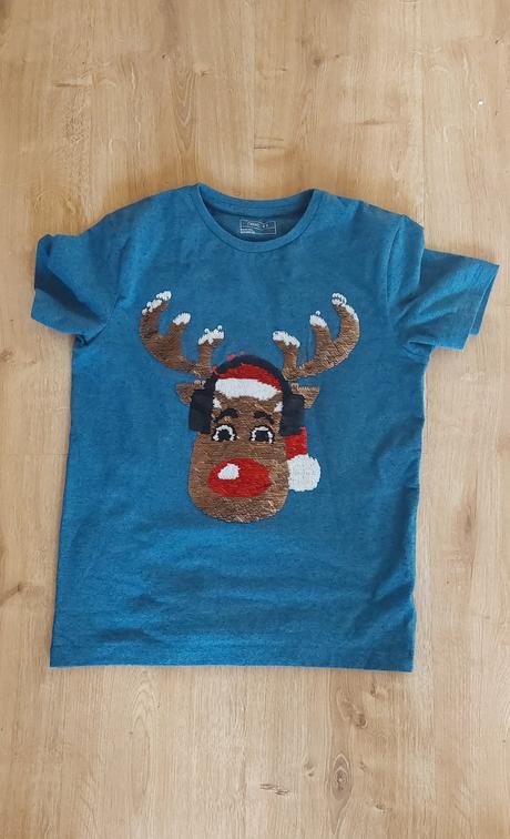 Vianočné tričko s premienacím sobom next 8-9r, 134