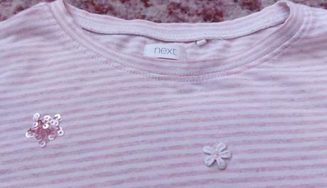 Ružové tričko s dlhými rukávmi a flitrami, next,152