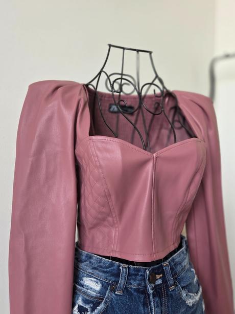 Zara koženkový top xs, zara,xs